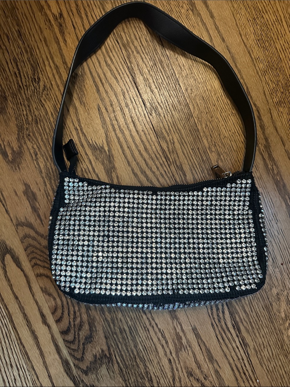 Black Rhinestone Shoulder Bag – Sparkling Evening Clutch